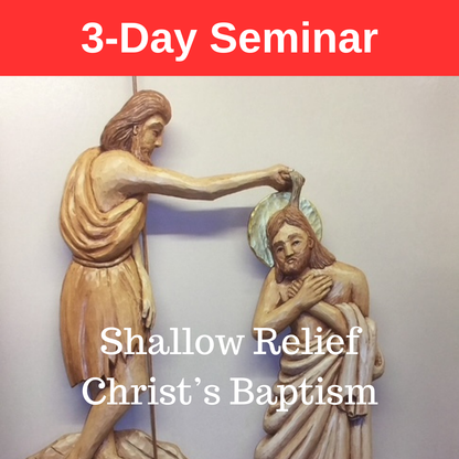 Shallow relief carving of Christ being baptized