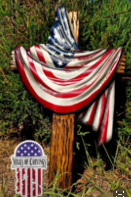 Cross Draped with American Flag